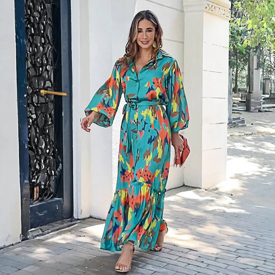 Damen Maxikleid mit floralen Effekten und eleganter Passform EB