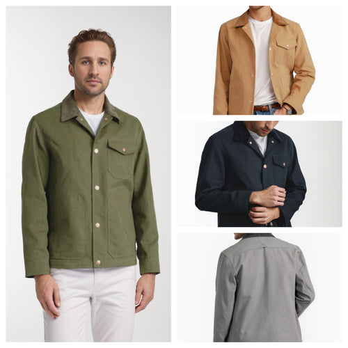 Herren Suedejacke mit modischem Design und praktischen Taschen EB