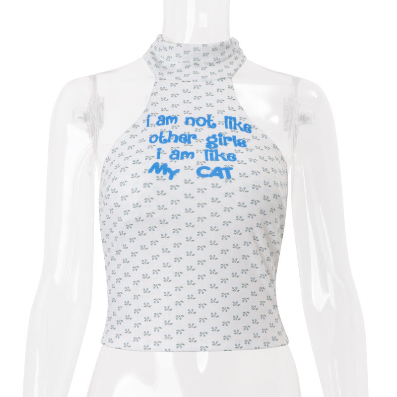 Damen Crop-Top mit trendigem Katzenmotiv EB
