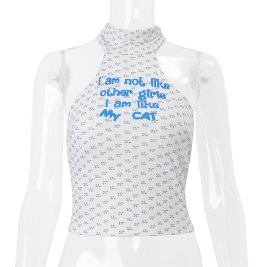 Damen Crop-Top mit trendigem Katzenmotiv EB
