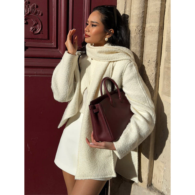Damen lässige Strickjacke mit modernem Schnitt und voluminösen Ärmeln EB