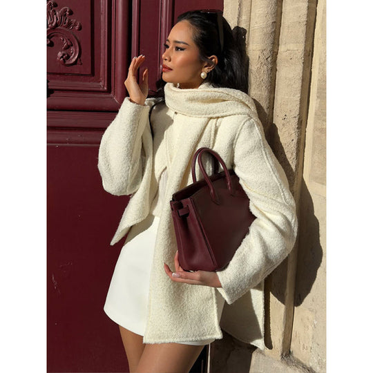 Damen lässige Strickjacke mit modernem Schnitt und voluminösen Ärmeln EB