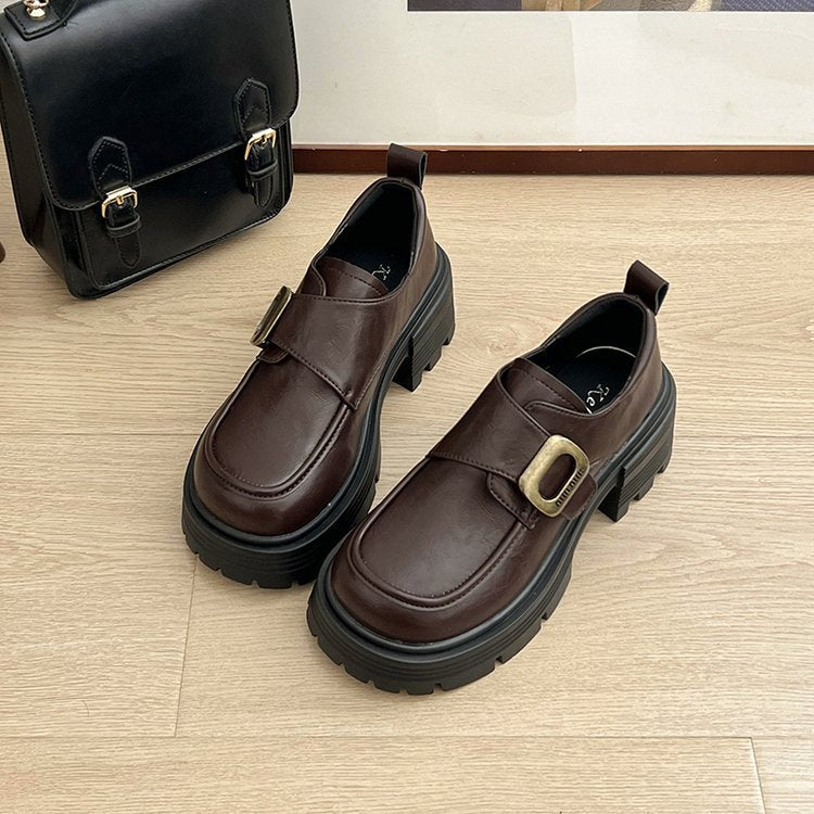 Damen modische Clogs mit robuster Sohle und dekorativem Schnallenverschluss EB