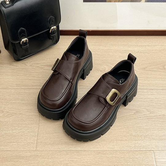 Damen modische Clogs mit robuster Sohle und dekorativem Schnallenverschluss EB