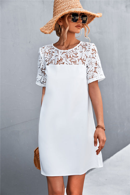 Damen Kleid mit Spitzenärmel EB