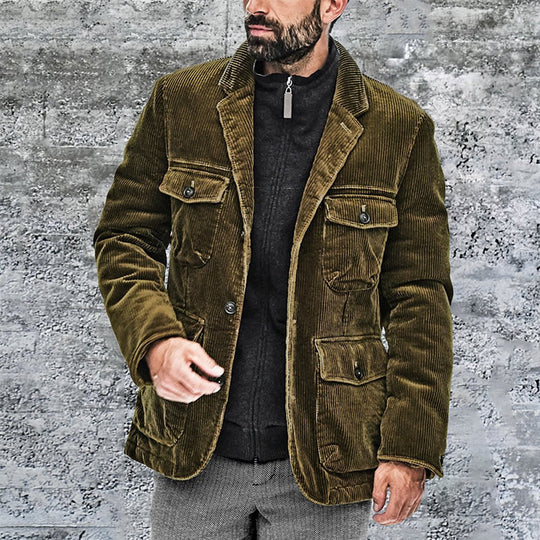 Herren leichte Cordjacke mit praktischen Taschen und modernem Design EB