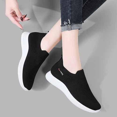 Damen Slip-On Freizeitschuhe mit atmungsaktivem Obermaterial und rutschfester Sohle EB