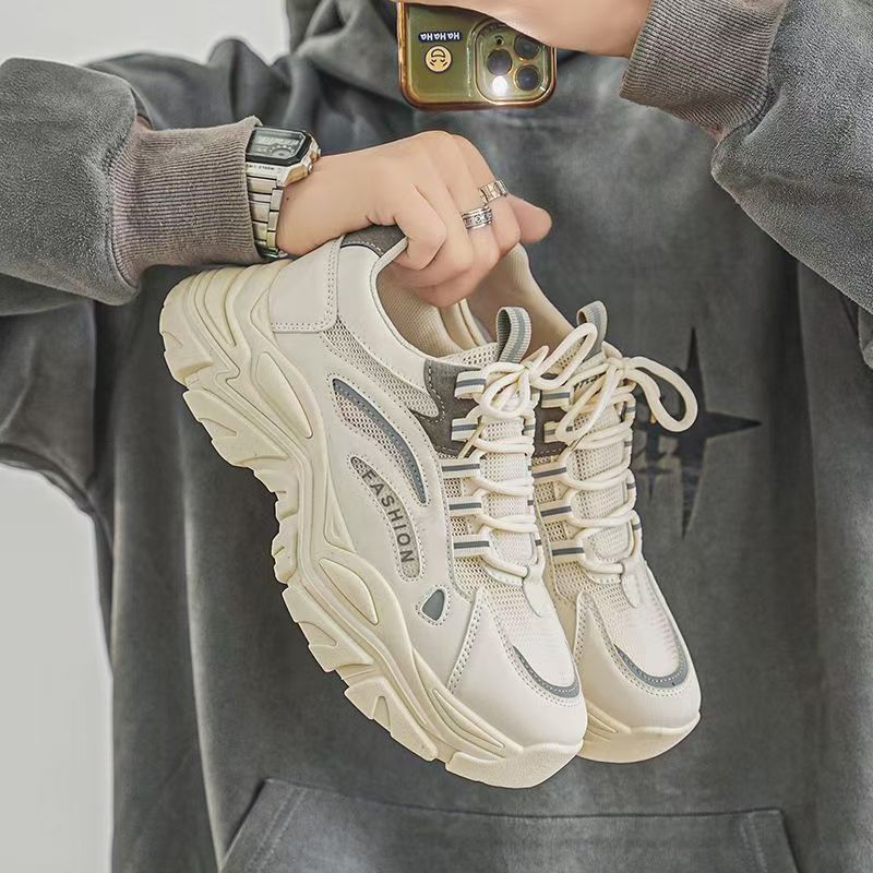 Damen modische chunky Sneakers mit atmungsaktiver Obermaterialstruktur und rutschfester Sohle EB