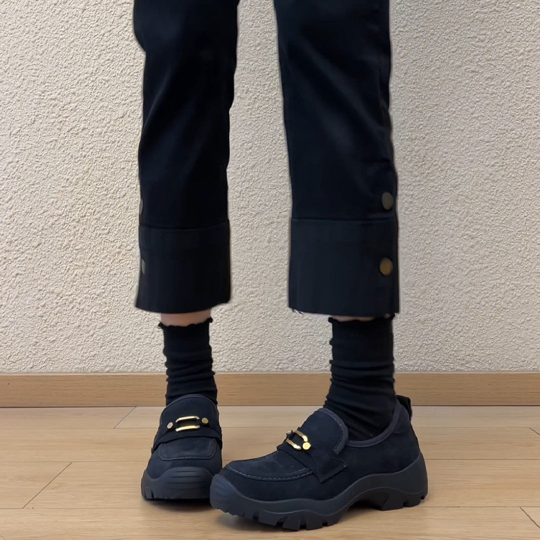 Damen Komfortable Mokassins mit modischem Schnallen-Design EB