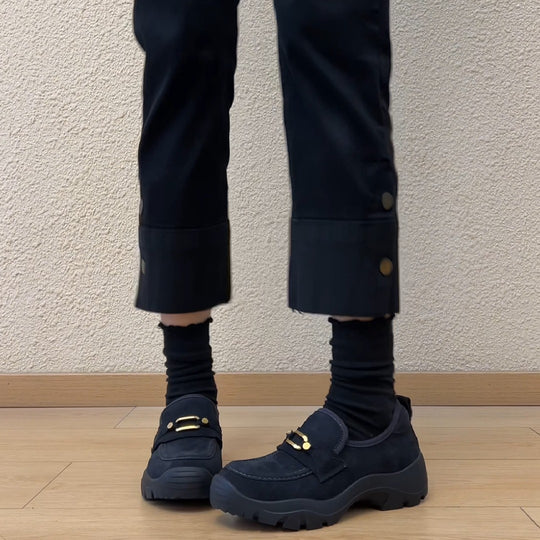 Damen Komfortable Mokassins mit modischem Schnallen-Design EB