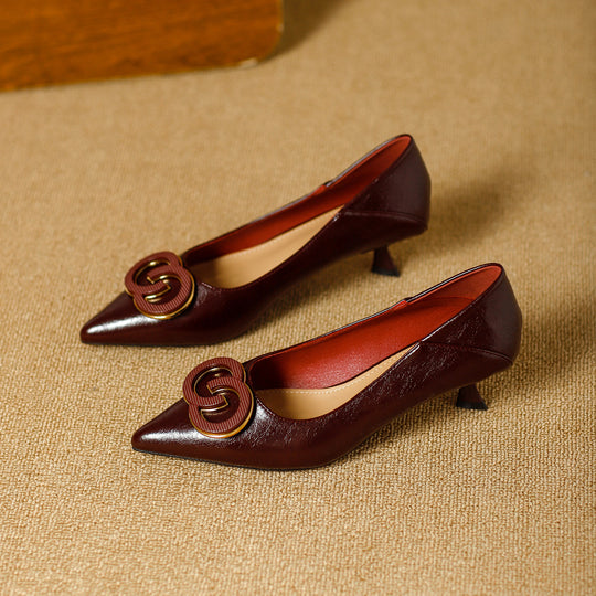 Damen stilvolle spitze Pumps mit dekorativem Schmuckelement EB