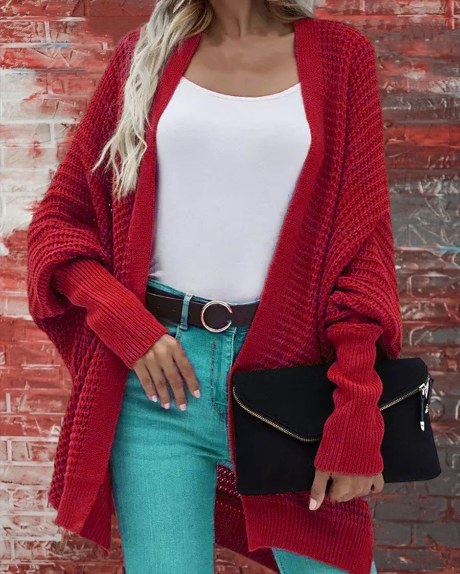 Damen Strickmantel mit offener Front und luftiger Passform EB