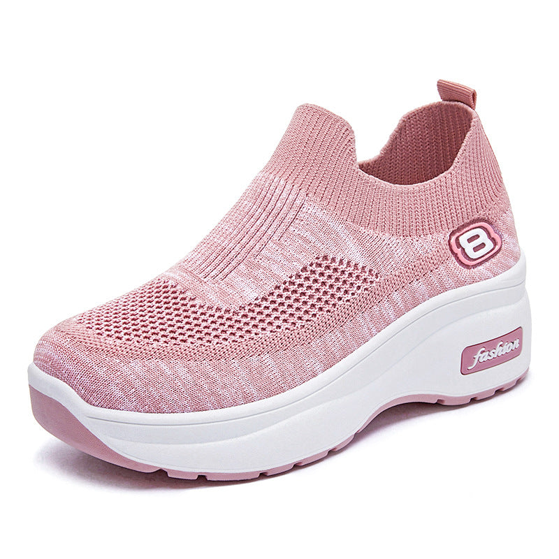 Damen nan atmungsaktive Strick-Sneaker mit Plateau-Sohle und elastischer Sockenkonstruktion EB