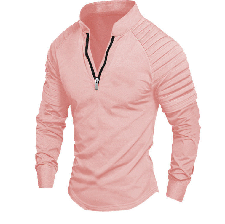 Herren nan Slim-Fit Troyer mit gesteppter Schulterpasse und halbem Reißverschluss EB