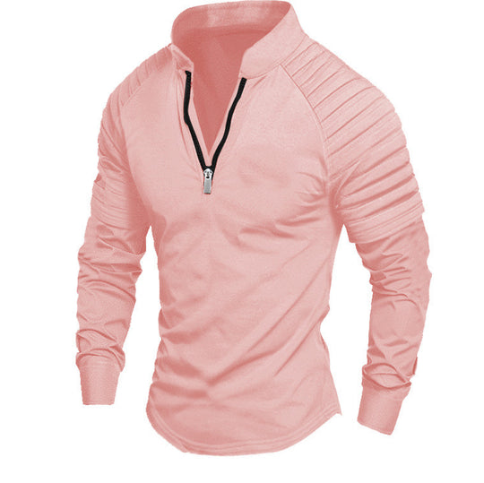 Herren nan Slim-Fit Troyer mit gesteppter Schulterpasse und halbem Reißverschluss EB