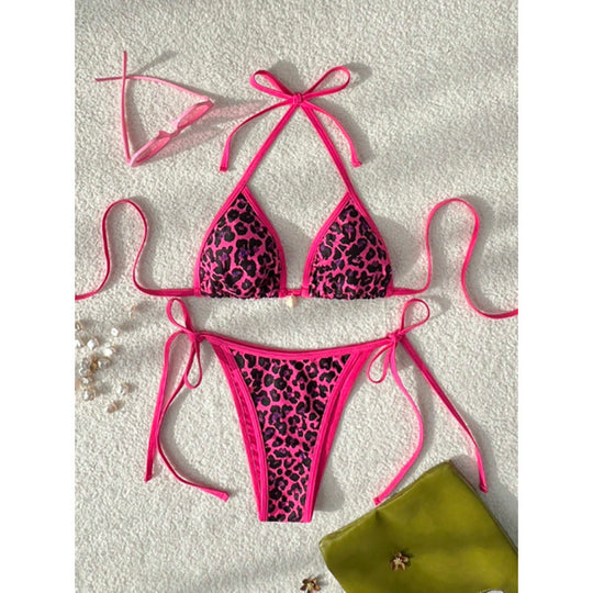 Damen Triangel-Bikini mit trendigem Animal-Print und verstellbaren Trägern EB