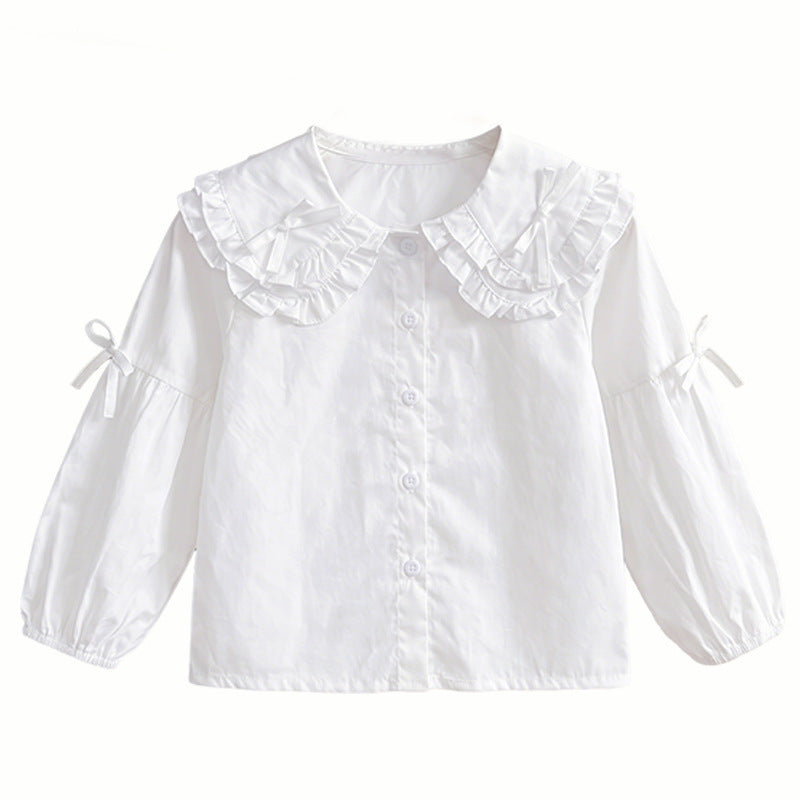 Mädchen Bluse mit Rüschendesign und niedlichem Kragen EB