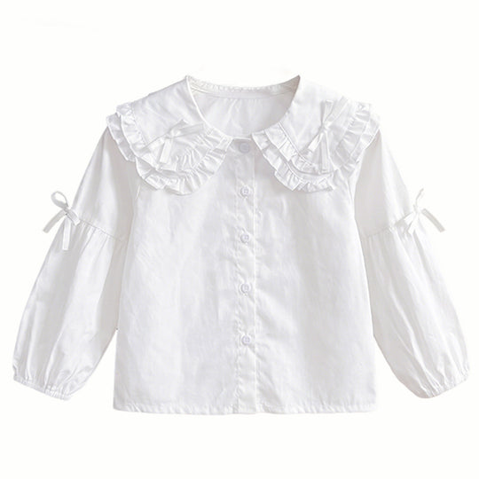 Mädchen Bluse mit Rüschendesign und niedlichem Kragen EB