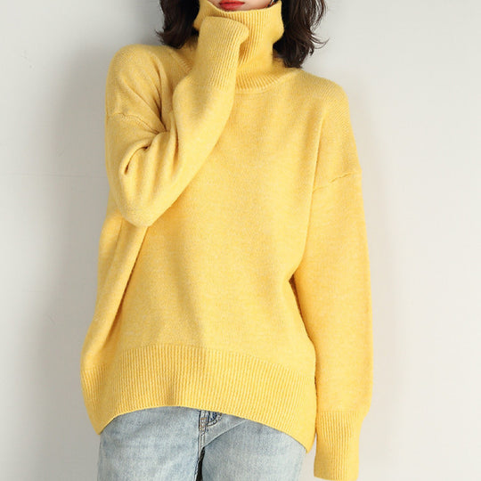 Damen Oversized Rollkragenpullover mit Rippstruktur EB