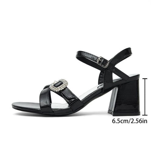 Damen Elegante Riemchen-Sandalen mit verziertem Blockabsatz EB
