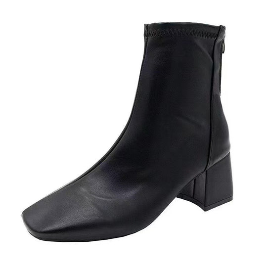 Damen High Heel Stiefeletten mit elegantem Reißverschluss und modischem Blockabsatz EB