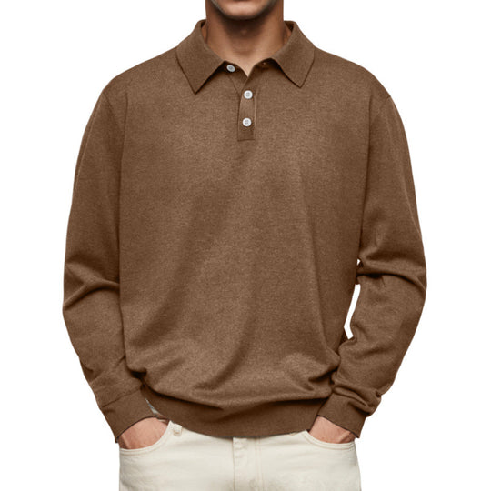 Herren Feinstrick-Poloshirt mit Knopfleiste und Rippbündchen EB