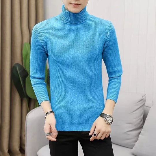 Herren Stehkragen Pullover aus ribbeltem Strick EB