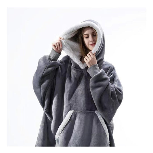 Damen Gemütlicher Hoodie-Poncho mit weichem Futter und praktischen Taschen EB