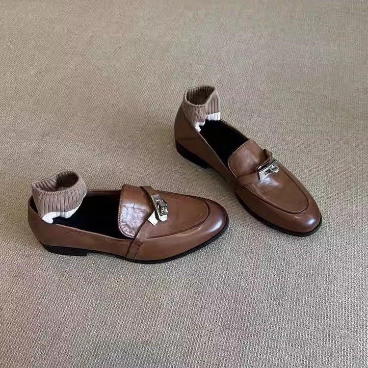 Damen elegante Loafer mit modischen Schnallenakzenten EB