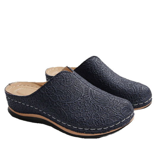 Damen Komfortable Clogs mit eleganter Spitzenstruktur und ergonomischem Fußbett EB