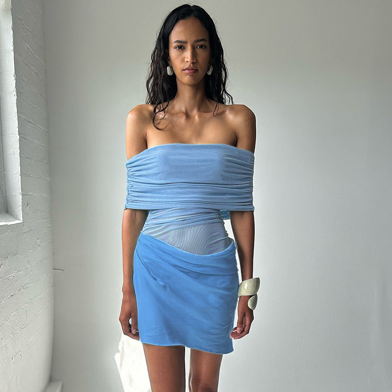 Damen Offshoulder Minikleid mit innovativem Drapierungsdesign EB
