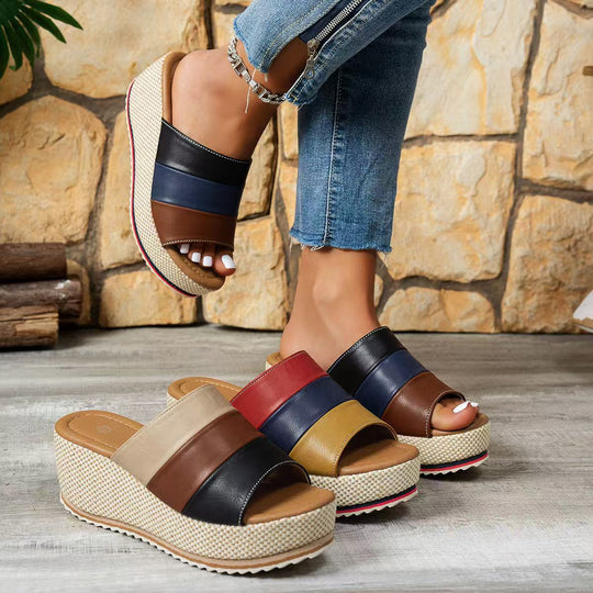 Damen Wedge-Pantoletten mit modischem Riemendesign und komfortabler Sohle EB