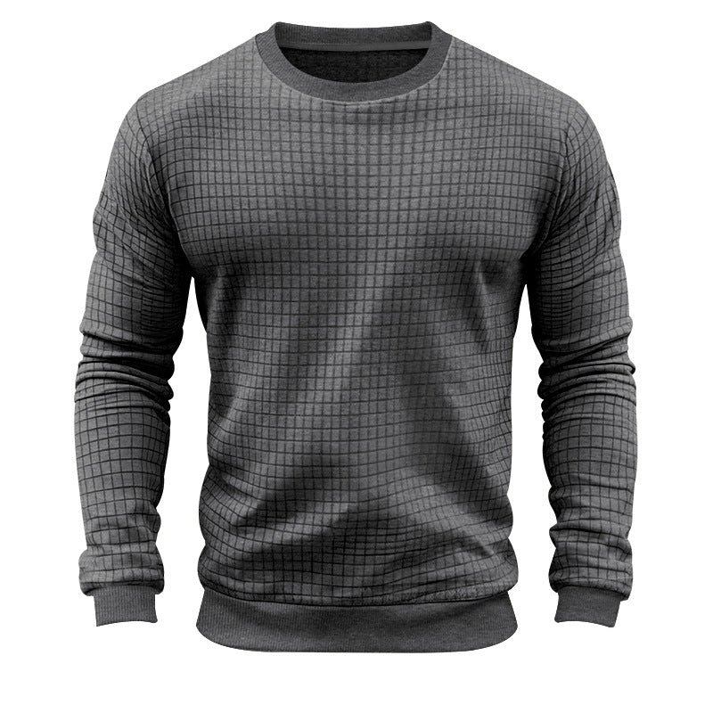 Herren nan strukturiertes Karo-Strick-Sweatshirt mit Rundhalsausschnitt und körperbetonter Athletik-Passform EB