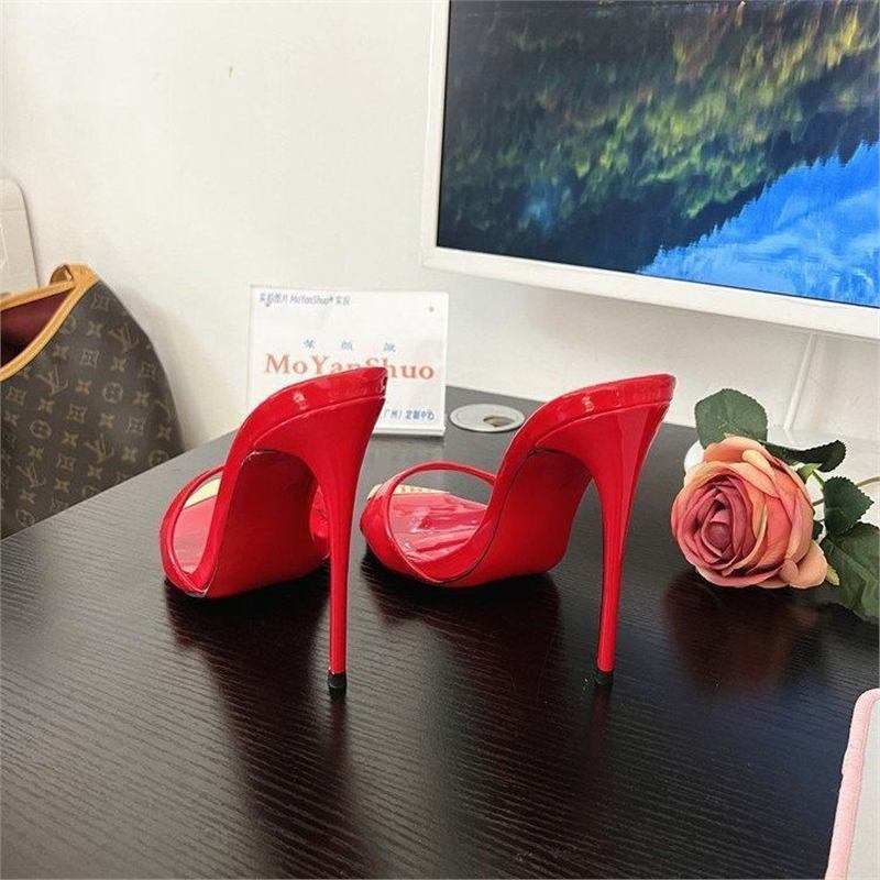 Damen High Heel Sandalen mit glänzendem Design und raffiniertem Riemen EB