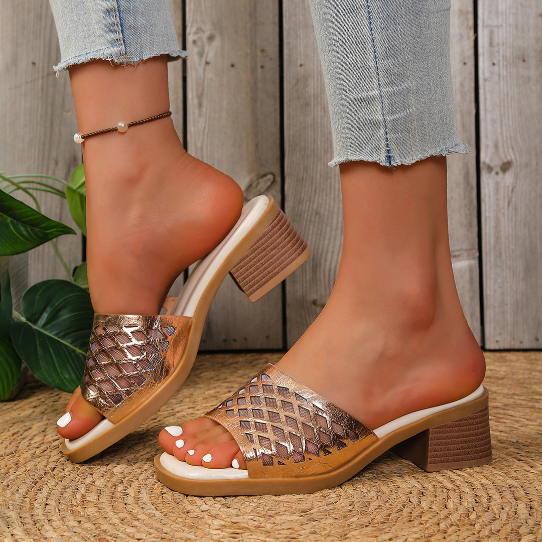 Damen Offene Wedge-Pantoletten mit modischem Netzdesign EB