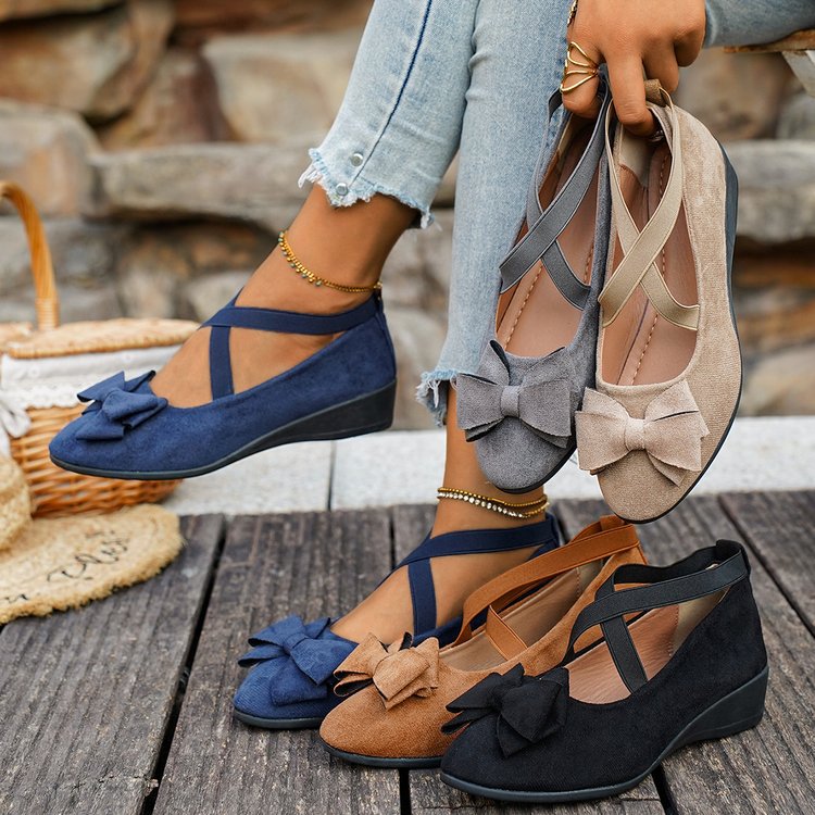 Damen Komfortable Ballerinas mit dekorativer Schleifenapplikation EB