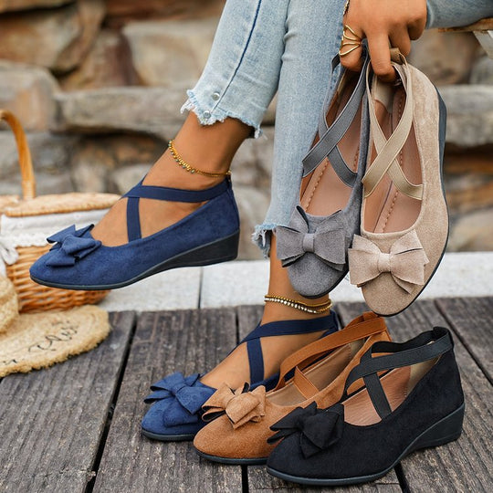 Damen Komfortable Ballerinas mit dekorativer Schleifenapplikation EB