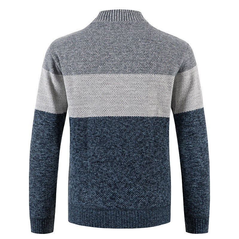 Herren Strickjacke mit modernem Farbblockdesign und kuscheligem Innenfutter EB