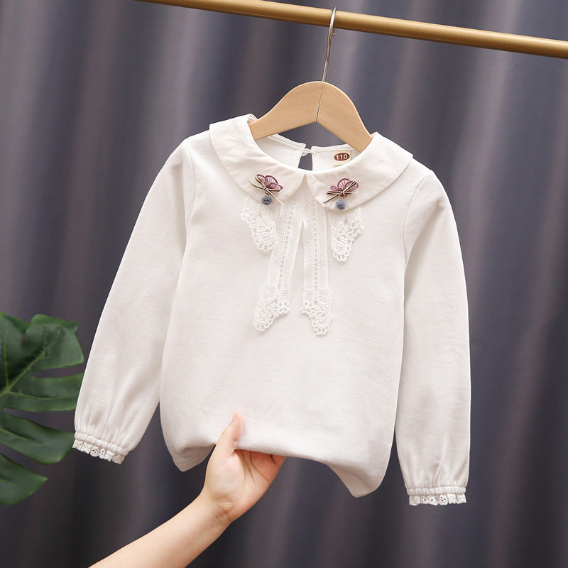 Damen elegante Bluse mit Spitzenapplikationen EB