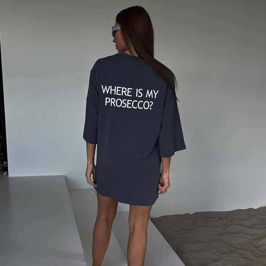 Damen oversized Longshirt mit Statement-Print, dreiviertelärmeln und lockerer Tunika-Silhouette Eichborn Berlin
