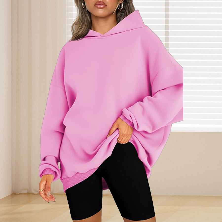 Damen Oversized Kapuzenpullover mit tiefen Schultern EB