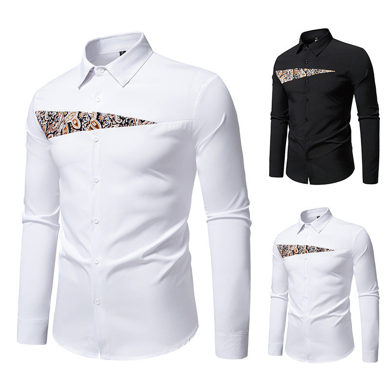 Herren Langarmhemd mit kreativem Paisley-Design EB
