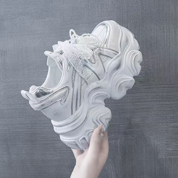 Damen Sportliche Chunky Sneakers mit reflektierenden Elementen EB