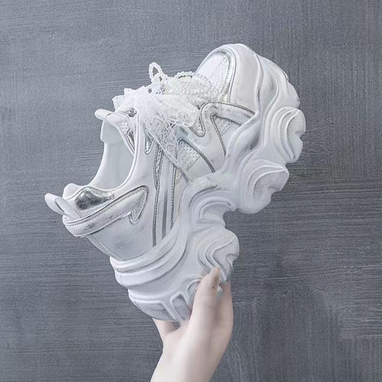 Damen Sportliche Chunky Sneakers mit reflektierenden Elementen EB