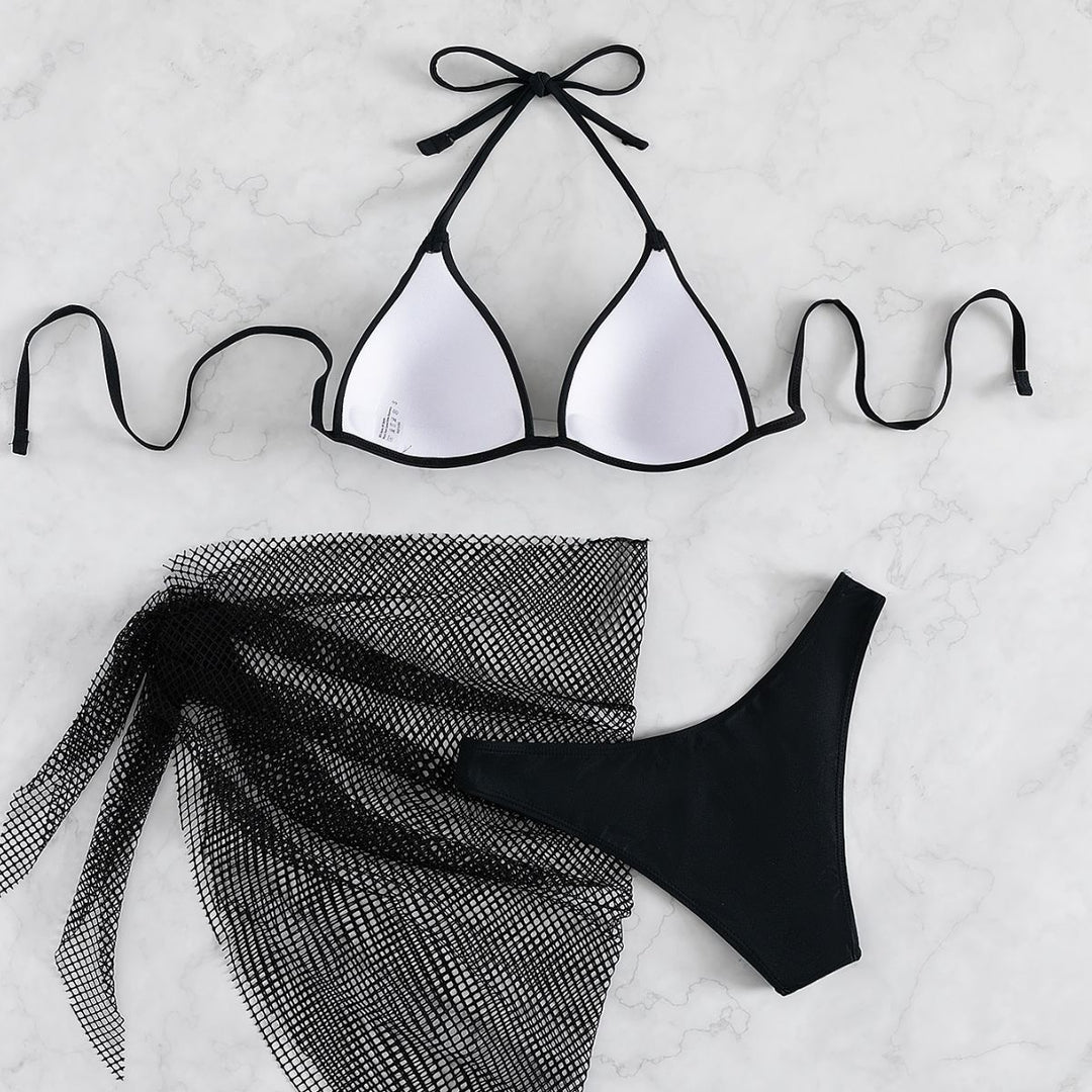 Damen Verführerischer Triangel-Bikini mit Netzrock EB