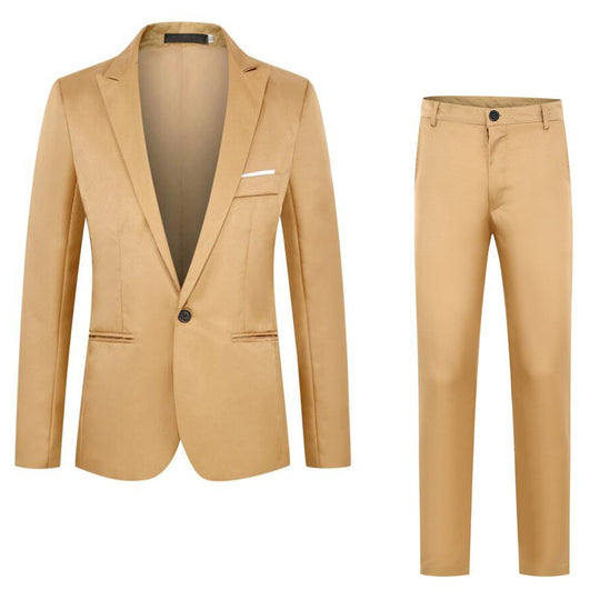 Herren nan tailliertes Anzugset aus feinem Satin mit schlanker Silhouette und Ein-Knopf-Sakko EB