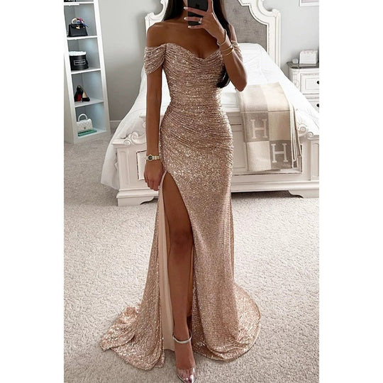 Damen Abendkleid mit schimmernden Pailletten EB