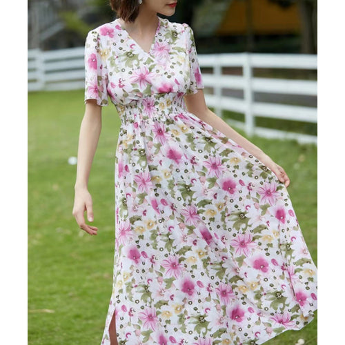 Damen Maxikleid mit fließendem Schnitt und floralem Design EB