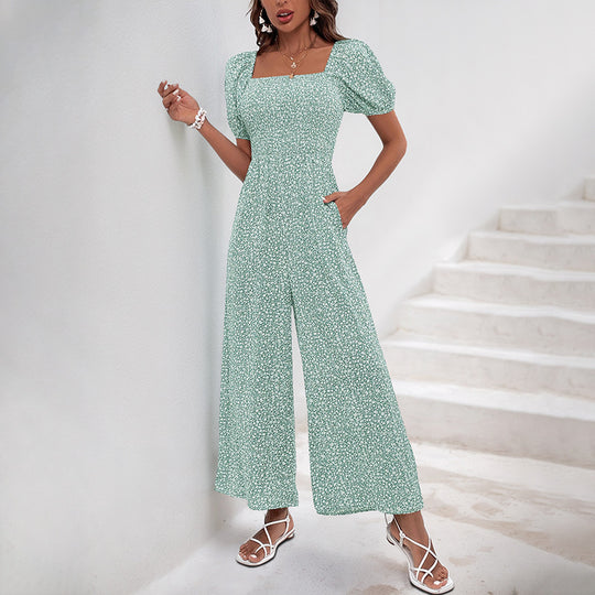 Damen Maxikleid mit Puffärmeln und seitlichem Schlitz EB