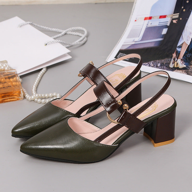 Damen Elegante Slingback-Pumps mit modischem Blockabsatz und verstellbarem Riemen EB